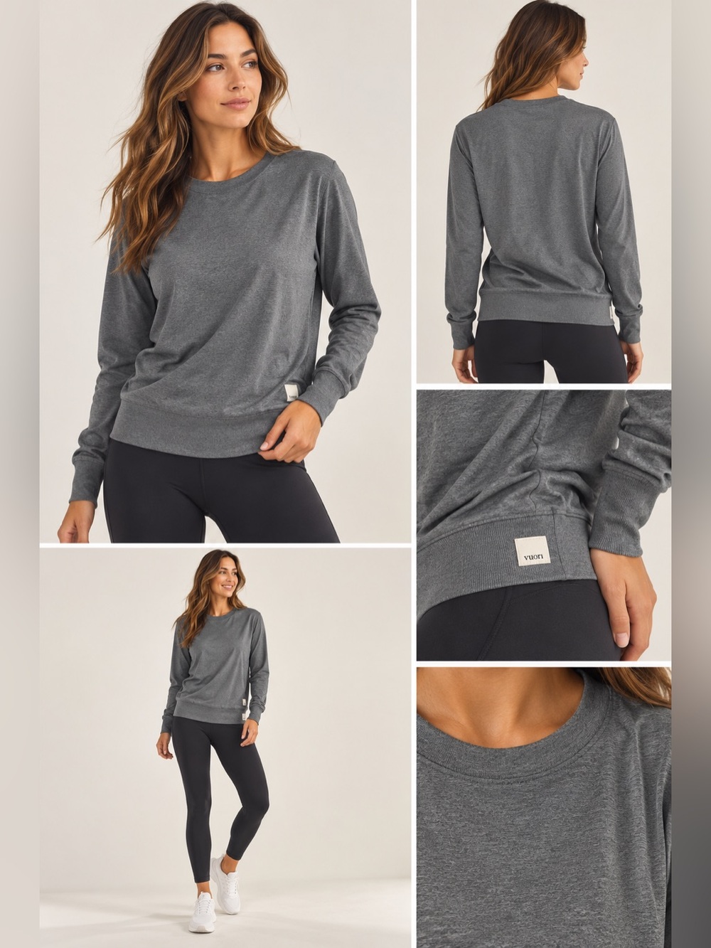 Vuori Daydream Crew Long Sleeve Shirt Gray Strato Tech Women’s Size M